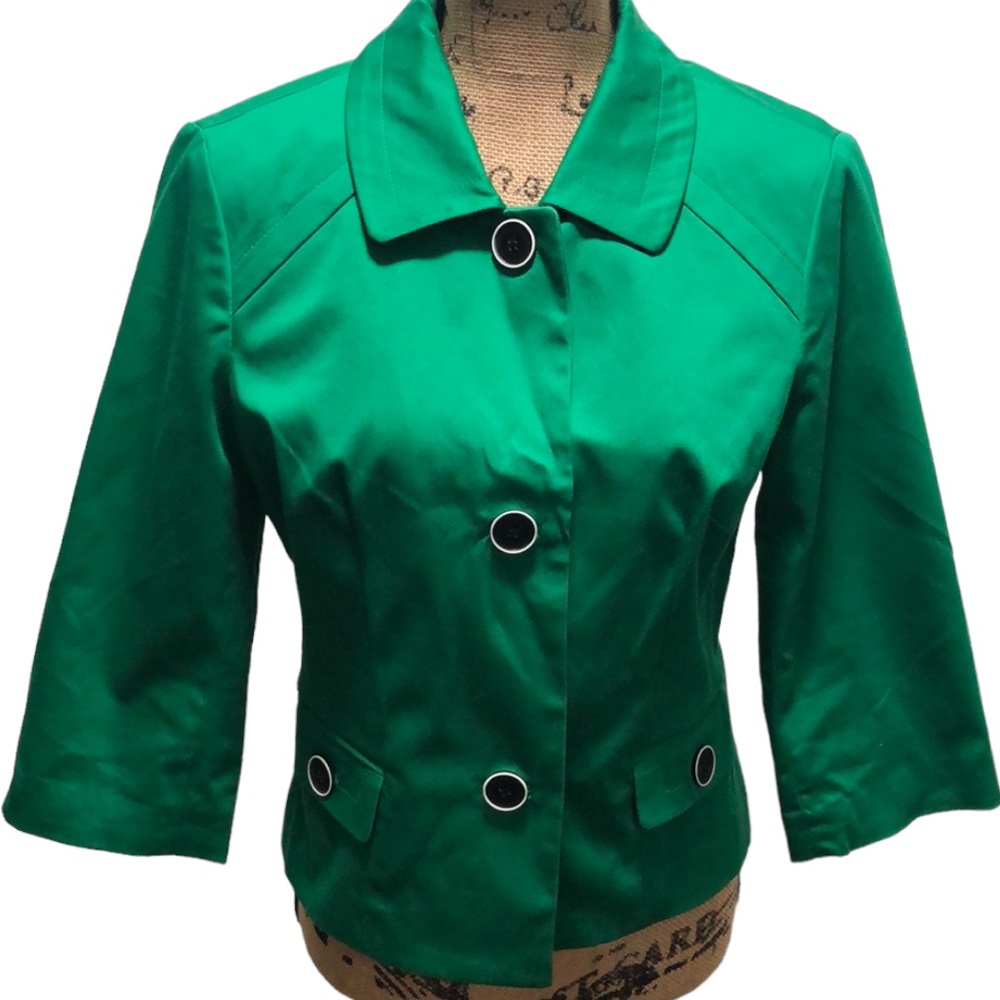 {East 5th} Green Collared Button Front Swing Jacket